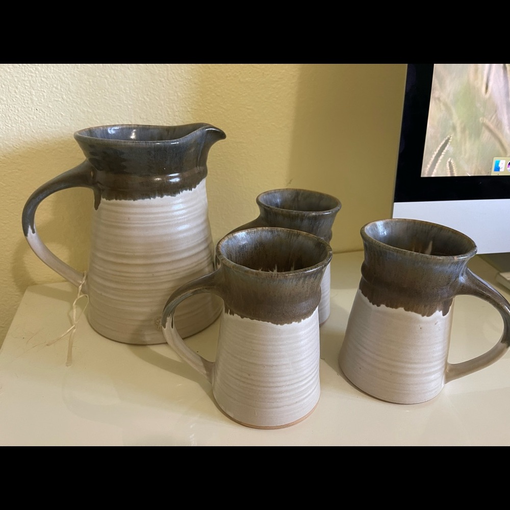 PACIFIC STONEWEAR POTTERY SET (4) VINTAGE MADE IN USA